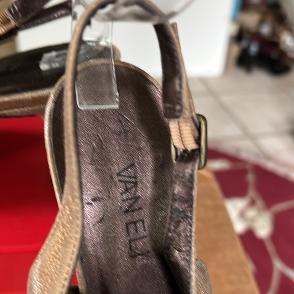 VanEli Slingback Rhinestone Pumps in Dark Gold Leather - Picture 6 of 15